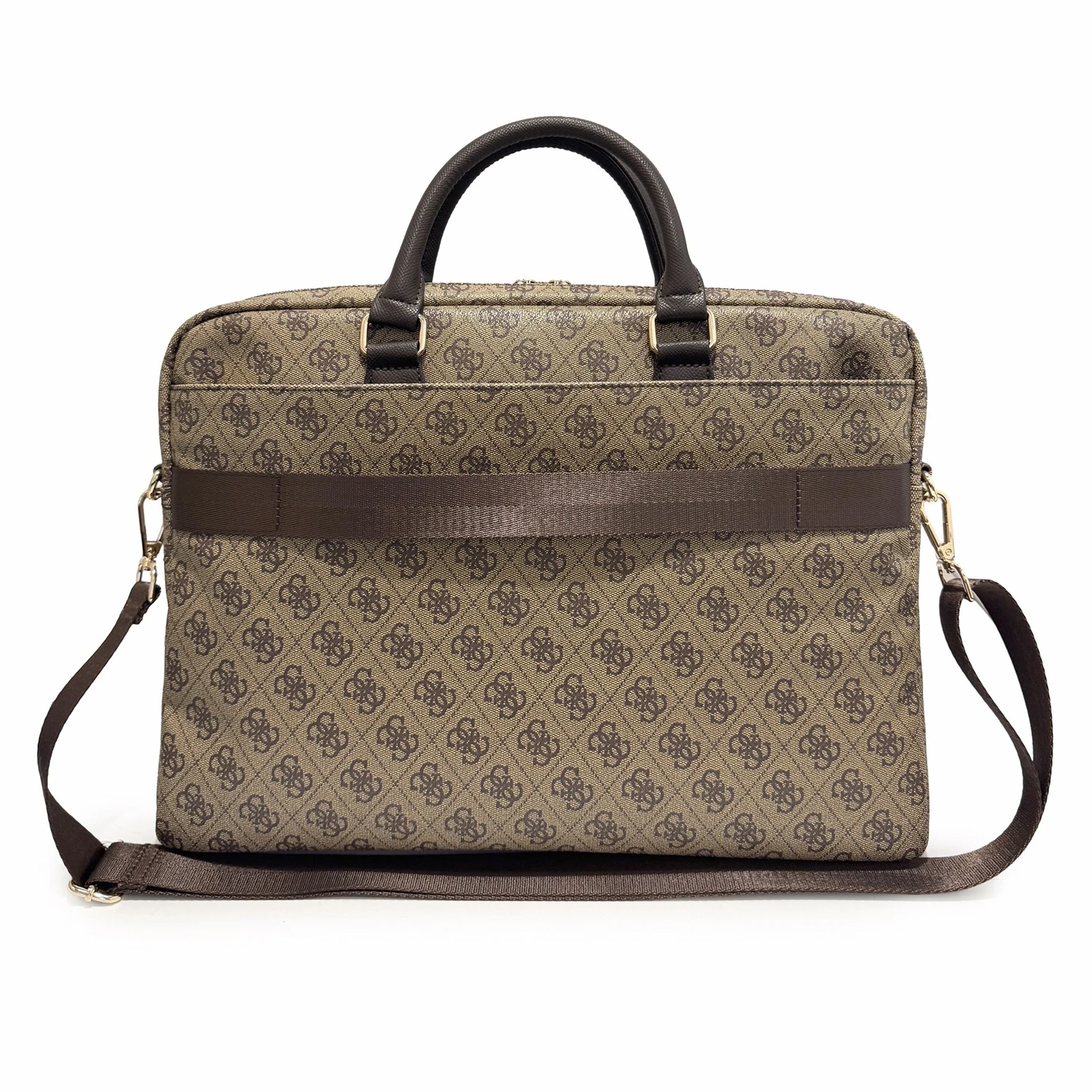 Guess PU 4G Stripe Metal Logo Taška na Notebook 16" Brown