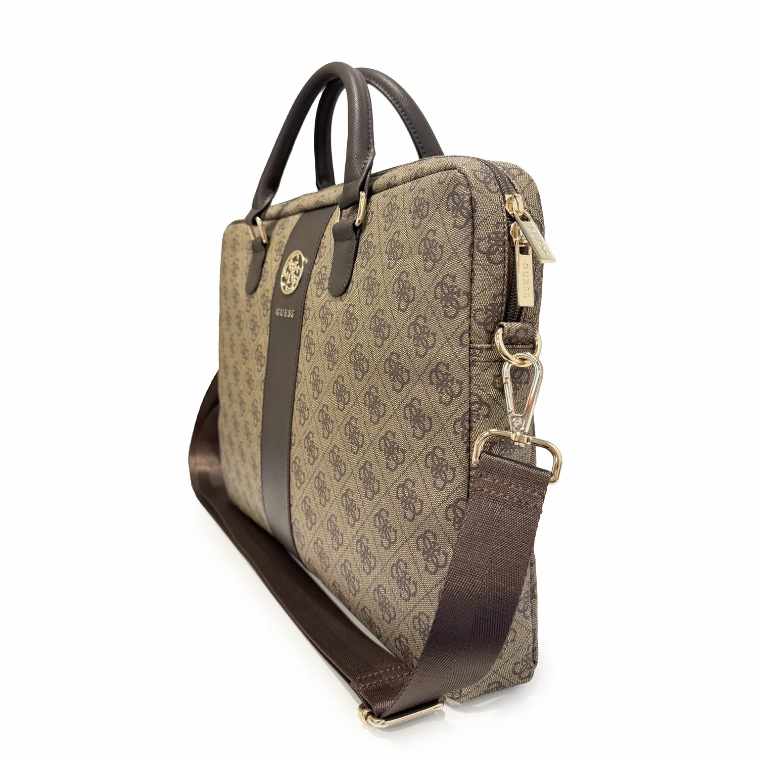 Guess PU 4G Stripe Metal Logo Taška na Notebook 16" Brown
