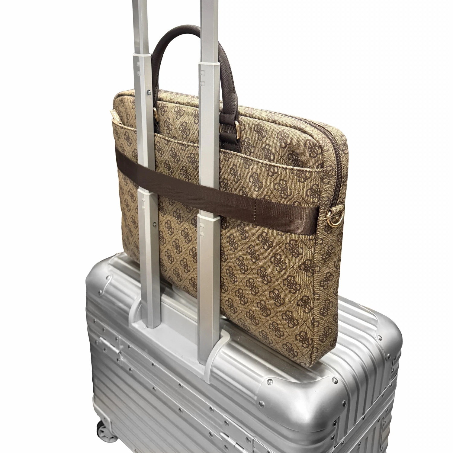 Guess PU 4G Stripe Metal Logo Taška na Notebook 16" Brown