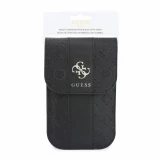Guess PU 4G Peony Stripe Metal Logo Taška na Telefon Black
