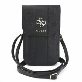 Taška na telefon Guess PU 4G Peony Stripe Metal Logo, černá