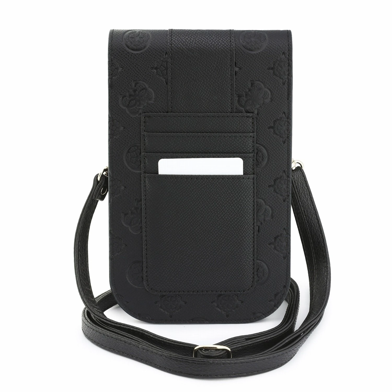 Guess PU 4G Peony Stripe Metal Logo Taška na Telefon Black