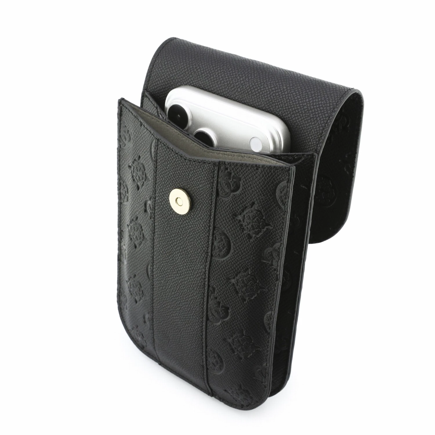 Guess PU 4G Peony Stripe Metal Logo Taška na Telefon Black