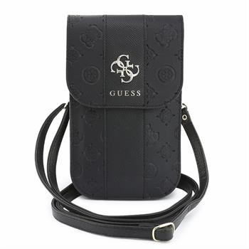 Taška na telefon Guess PU 4G Peony Stripe Metal Logo, černá