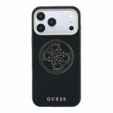 Guess PU Semi Wrap Perforated 4G Logo MagSafe Zadní Kryt pro iPhone 18 Pro Max Black