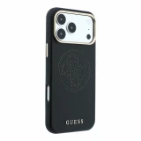 Guess PU Semi Wrap Perforated 4G Logo MagSafe Zadní Kryt pro iPhone 18 Pro Max Black