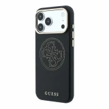 Guess PU Semi Wrap Perforated 4G Logo MagSafe Zadní Kryt pro iPhone 18 Pro Black