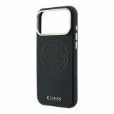 Guess PU Semi Wrap Perforated 4G Logo MagSafe Zadní Kryt pro iPhone 18 Pro Black