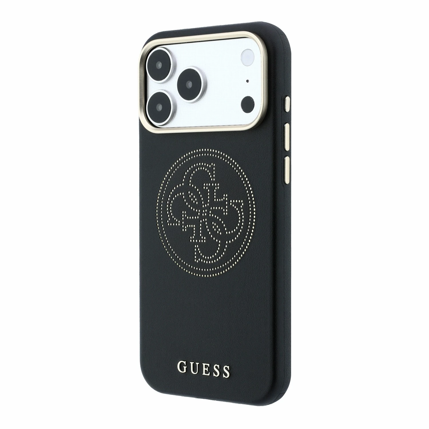 Guess PU Semi Wrap Perforated 4G Logo MagSafe Zadní Kryt pro iPhone 18 Pro Black