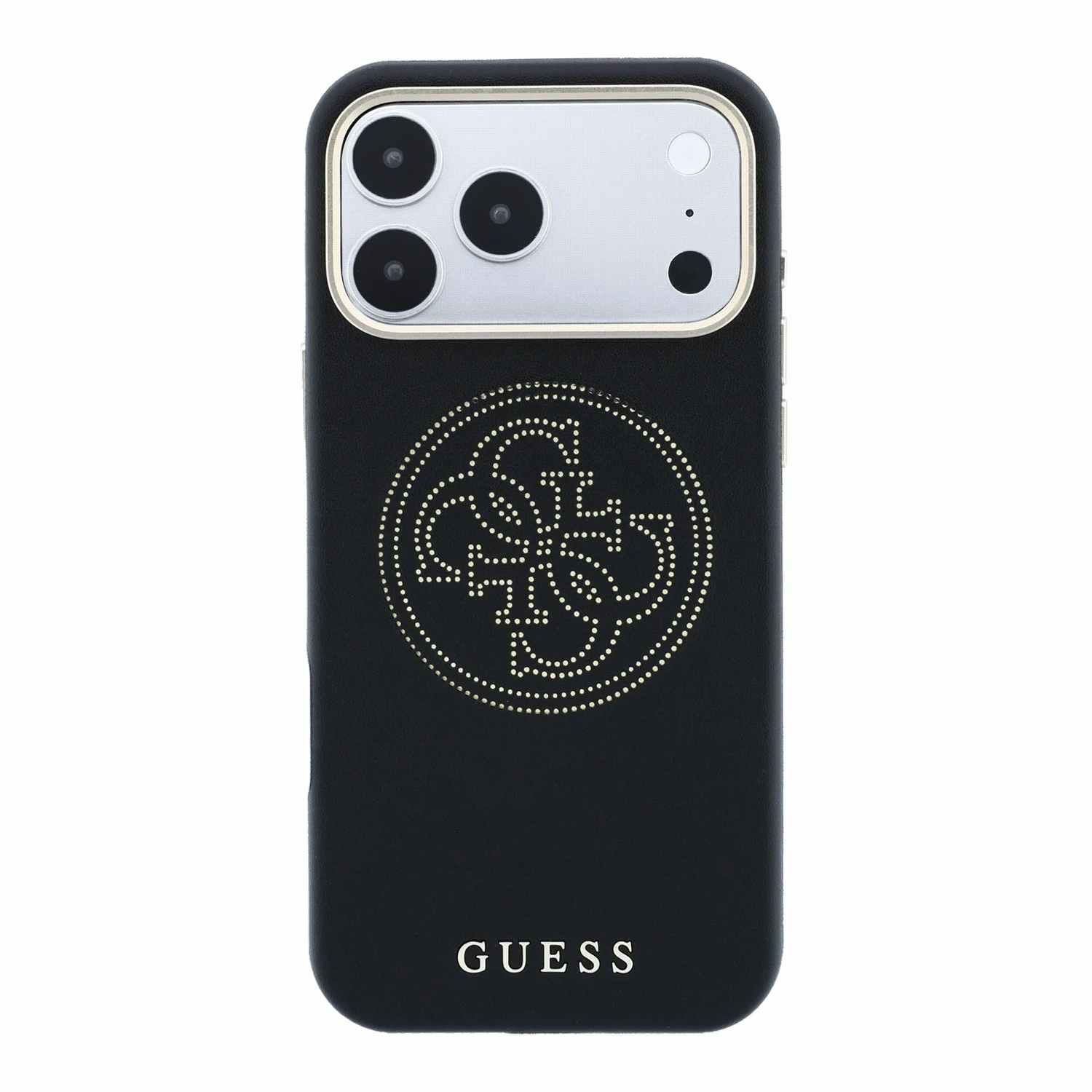 Guess PU Semi Wrap Perforated 4G Logo MagSafe Zadní Kryt pro iPhone 18 Pro Black