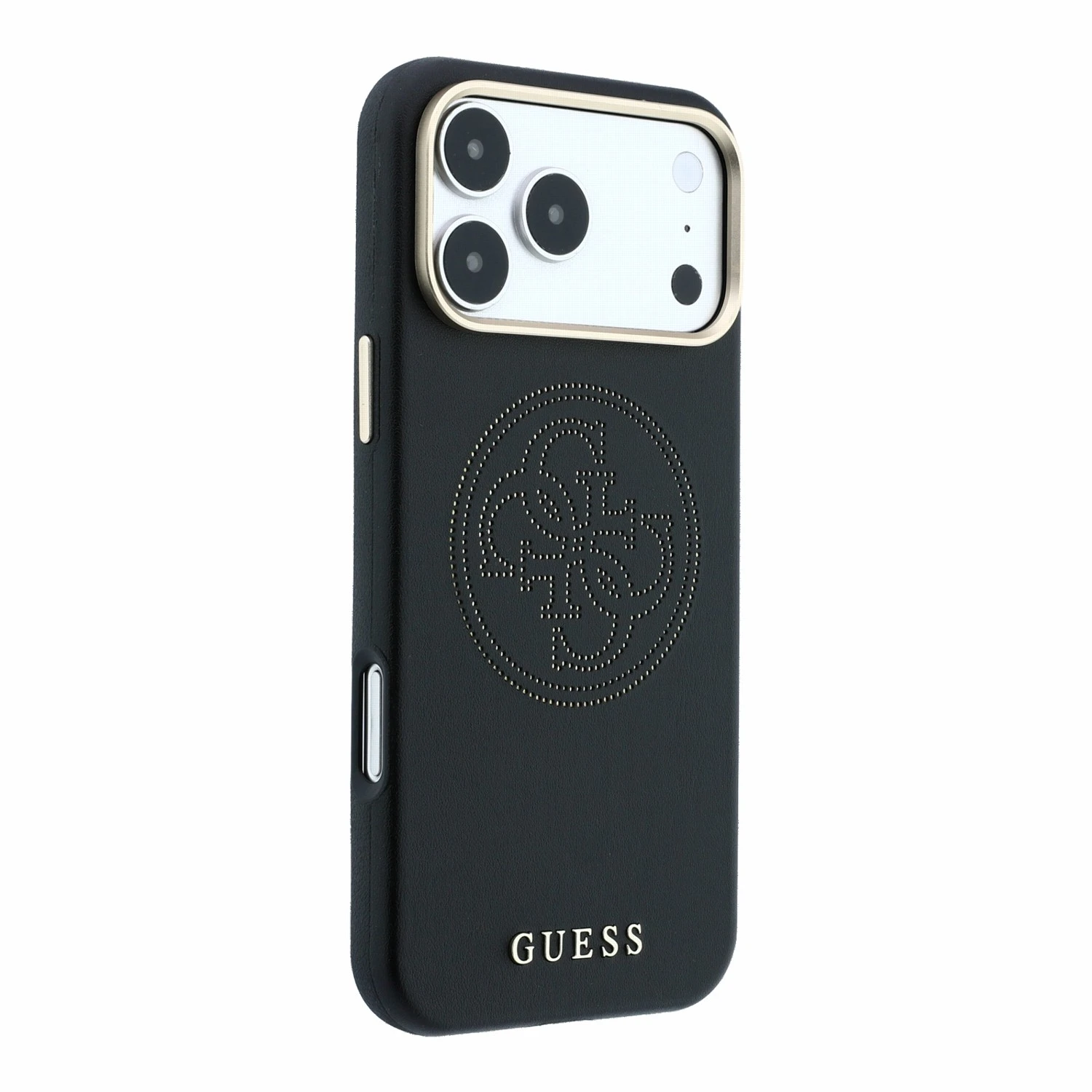 Guess PU Semi Wrap Perforated 4G Logo MagSafe Zadní Kryt pro iPhone 18 Pro Black