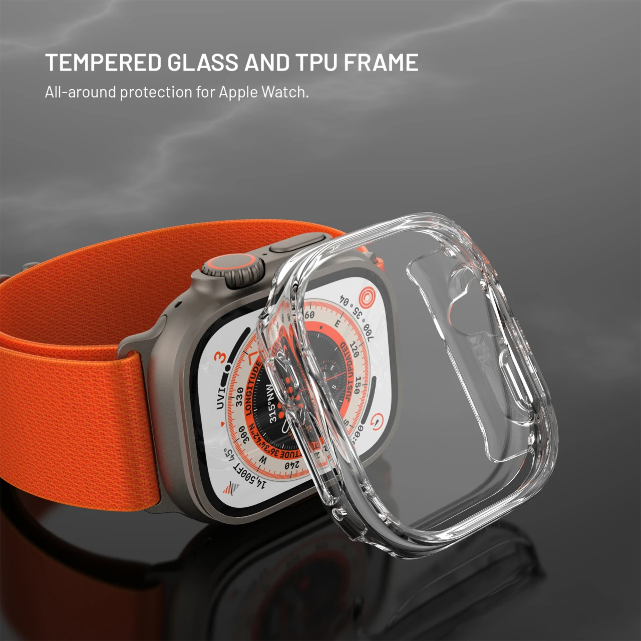 Ochranné pouzdro FIXED Pure Watch s temperovaným sklem pro Apple Watch Ultra 49 mm, čirá