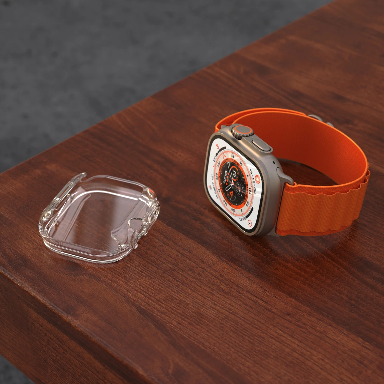 Ochranné pouzdro FIXED Pure Watch s temperovaným sklem pro Apple Watch Ultra 49 mm, čirá