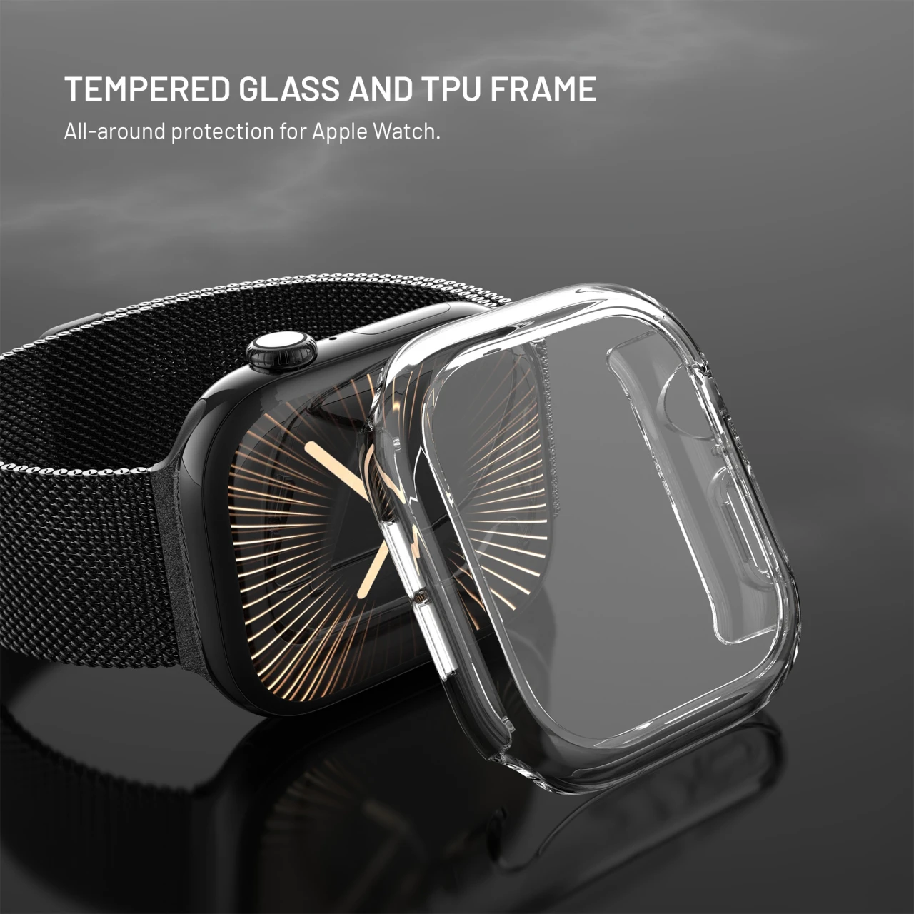 Ochranné pouzdro FIXED Pure Watch s temperovaným sklem pro Apple Watch 42 mm, čirá