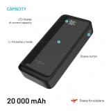 Powerbanka FIXED Zen2 20 s LCD displejem a výstupem PD 20W, 20 000 mAh, černá