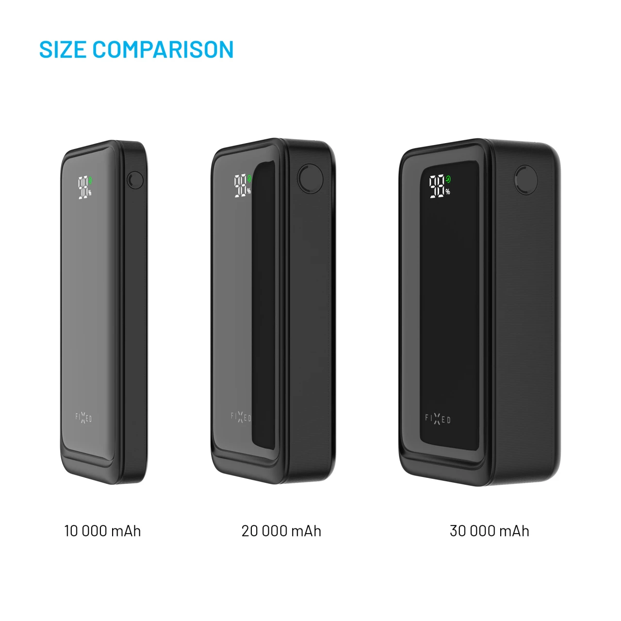 Powerbanka FIXED Zen2 20 s LCD displejem a výstupem PD 20W, 20 000 mAh, černá
