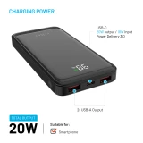 Powerbanka FIXED Zen2 10 s LCD displejem a výstupem PD 20W, 10 000 mAh, černá