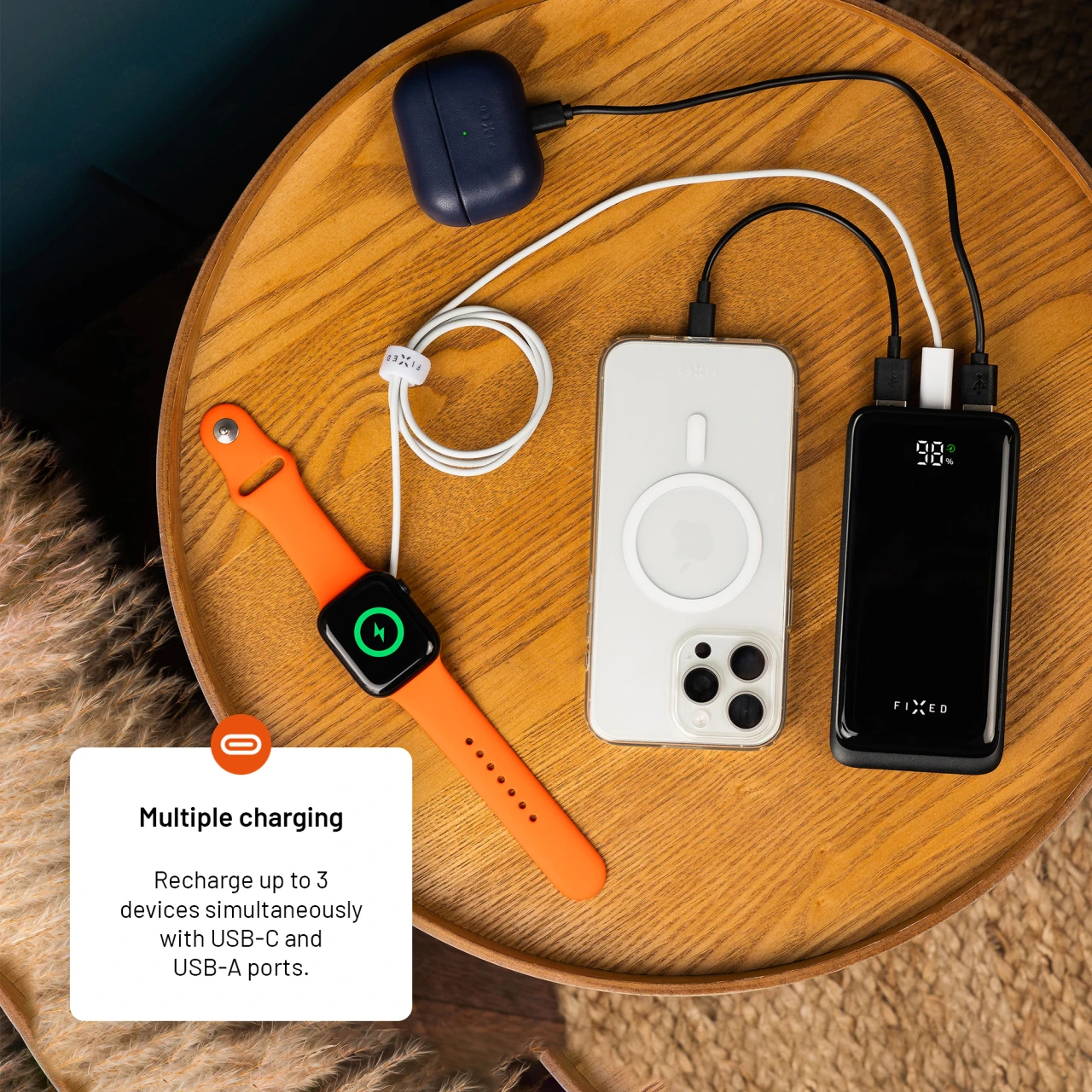 Powerbanka FIXED Zen2 10 s LCD displejem a výstupem PD 20W, 10 000 mAh, černá
