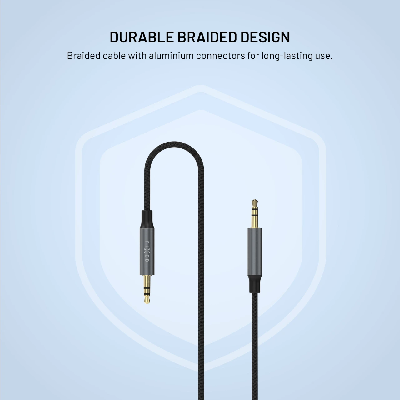 Audio kabel FIXED Link 3,5mm jack na 3,5mm jack, 1.5m, space gray