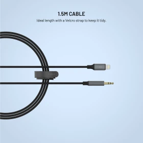 Audio kabel FIXED Link Lightning na 3,5mm jack, 1.5m, space gray