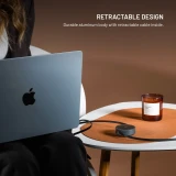 Navíjecí kabel FIXED Retractable Cable s konektory USB-C/USB-C, 1m, PD 100W, 480Mbps, šedá