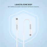 Nabíjecí a datový Liquid silicone kabel FIXED s konektory USB-C/Lightning a podporou PD, 1.2m, USB 2.0, 60W, bílá