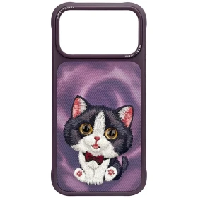 Zadní kryt NIMMY case BIG EYED CREAM CAT pro Apple iPhone 17 Pro Max / 18 Pro Max, fialová