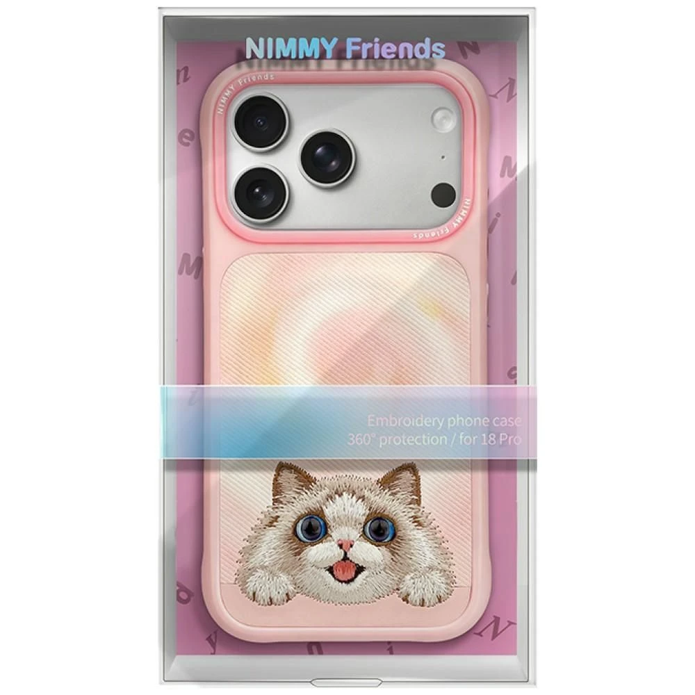 NIMMY case BIG EYED LYING RAGDOLL CAT compatible with MagSafe for IPHONE 18 Pro/17 Pro pink