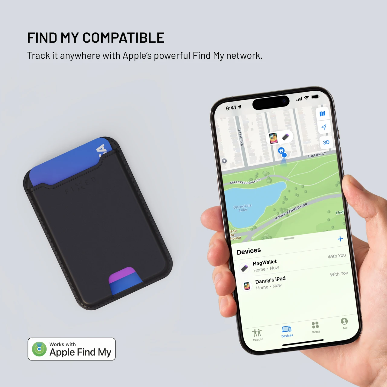 MagSafe Peněženka s Lokátorem a podporou Find My FIXED MagWallet, bezdrátové nabíjení, černá