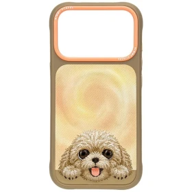 Zadní kryt NIMMY case BIG EYED LYING TEDDY POODLE compatible with MagSafe pro Apple iPhone 17 Pro / 18 Pro, hnědá