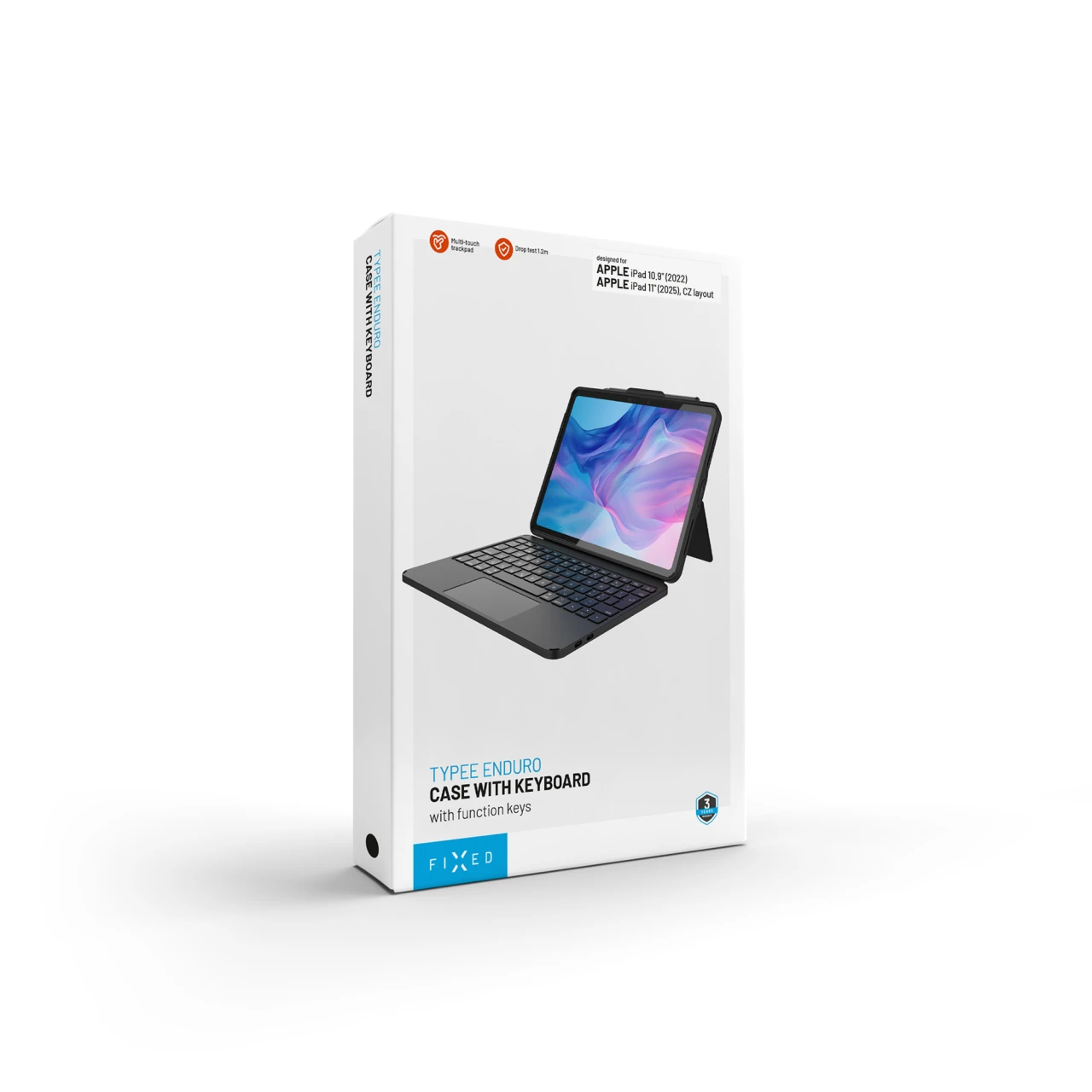 Pouzdro s USB-C klávesnicí FIXED Typee Enduro pro Apple iPad 10,9" (2022)/iPad 11" (2025), CZ, černá