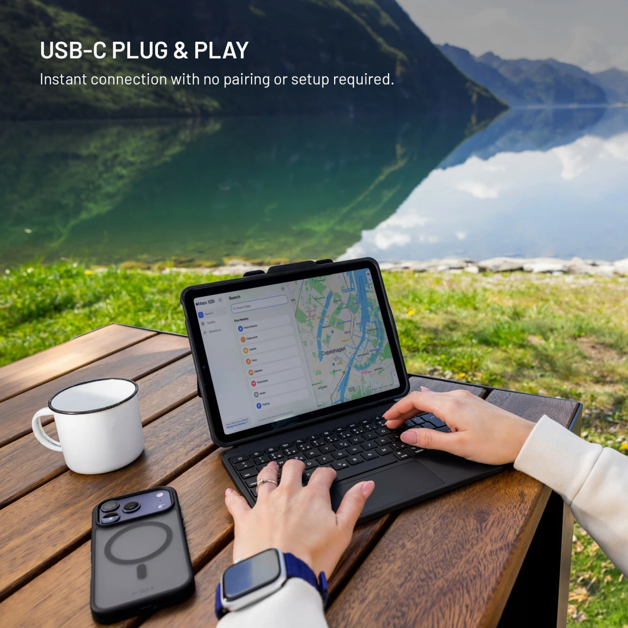 Pouzdro s USB-C klávesnicí FIXED Typee Enduro pro Apple iPad 10,9" (2022)/iPad 11" (2025), CZ, černá