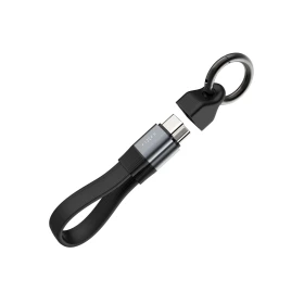 Kabel FIXED Clip Cable USB-C/USB-C, s karabinou, 3.2 Gen 2 10Gb/s, 4K60Hz, PD 240W, černá