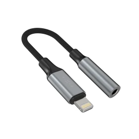 Redukce z hliníku FIXED Link Lightning na 3,5mm jack, space gray