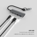 4-portový hliníkový USB-C FIXED HUB Port s USB-A adaptérem, space gray