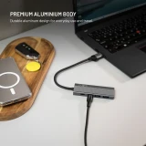 4-portový hliníkový USB-C FIXED HUB Port s USB-A adaptérem, space gray