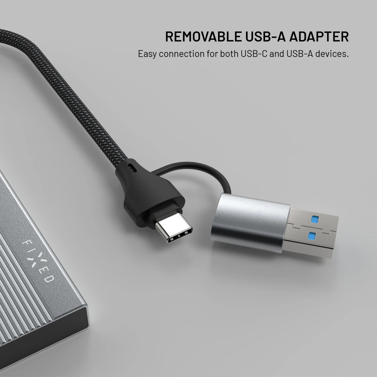 4-portový hliníkový USB-C FIXED HUB Port s USB-A adaptérem, space gray