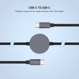 Opletený kabel FIXED Power Watch Cable s konektory USB-C/USB-C a Apple/Samsung Watch nabíječkou, 1.5m, PD 60W, šedý