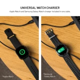 Opletený kabel FIXED Power Watch Cable s konektory USB-C/USB-C a Apple/Samsung Watch nabíječkou, 1.5m, PD 60W, šedý