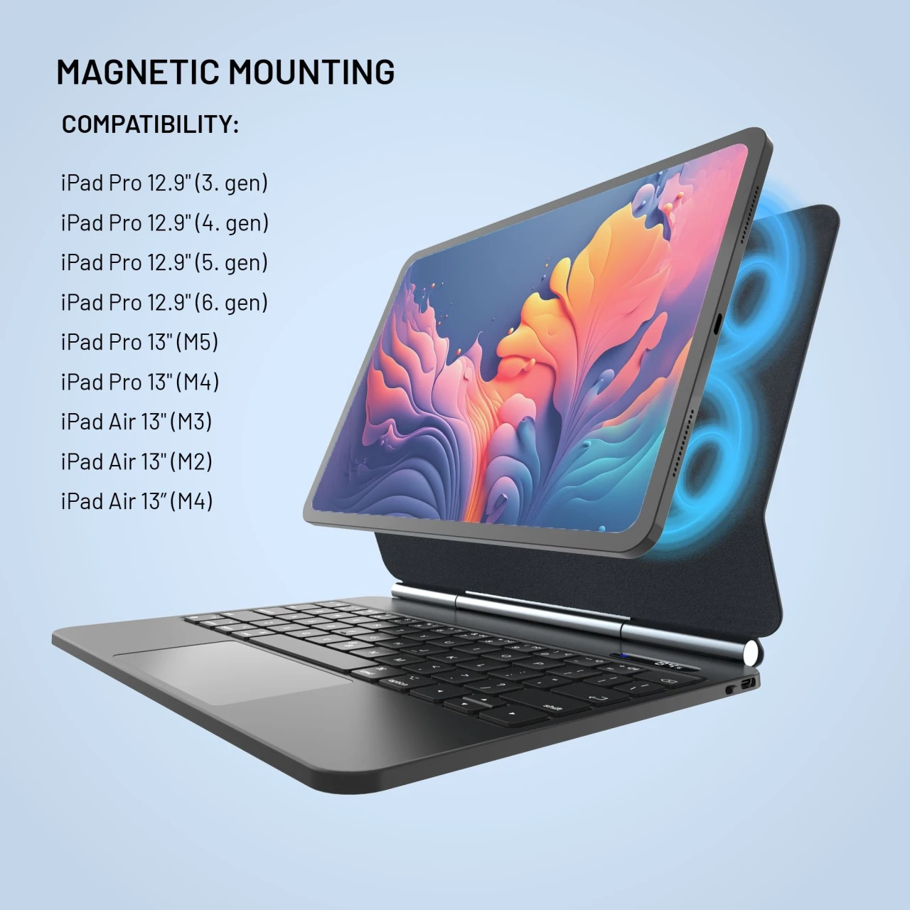 Pouzdro s bezdrátovou klávesnicí FIXED Typee pro Apple iPad Pro 12,9" (2018-2022)/iPad Pro 13"/iPad Air 13", CZ, černá