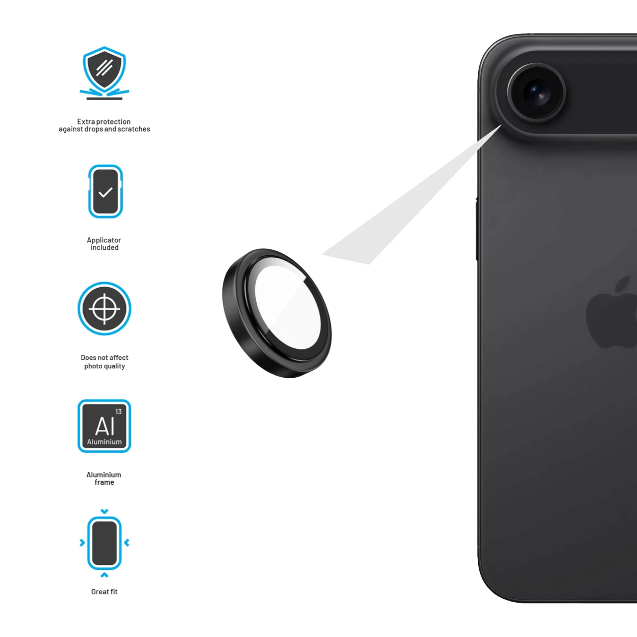 Ochranná skla čoček fotoaparátů FIXED Armor Camera Glass pro Apple iPhone Air, černá