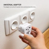 Adaptér FIXED EU Adapter 2 pro zapojení UK, US, AUS zařízení do EU zásuvek, bílá