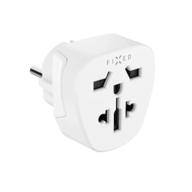 Adaptér FIXED EU Adapter 2 pro zapojení UK, US, AUS zařízení do EU zásuvek, bílá