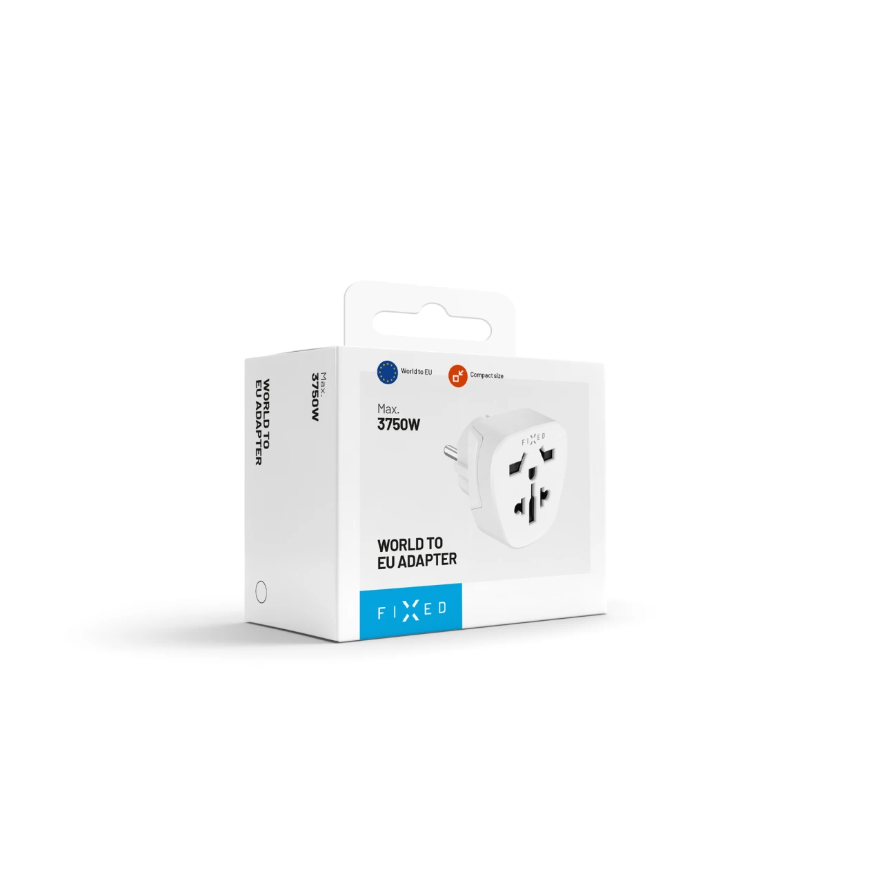 Adaptér FIXED EU Adapter 2 pro zapojení UK, US, AUS zařízení do EU zásuvek, bílá