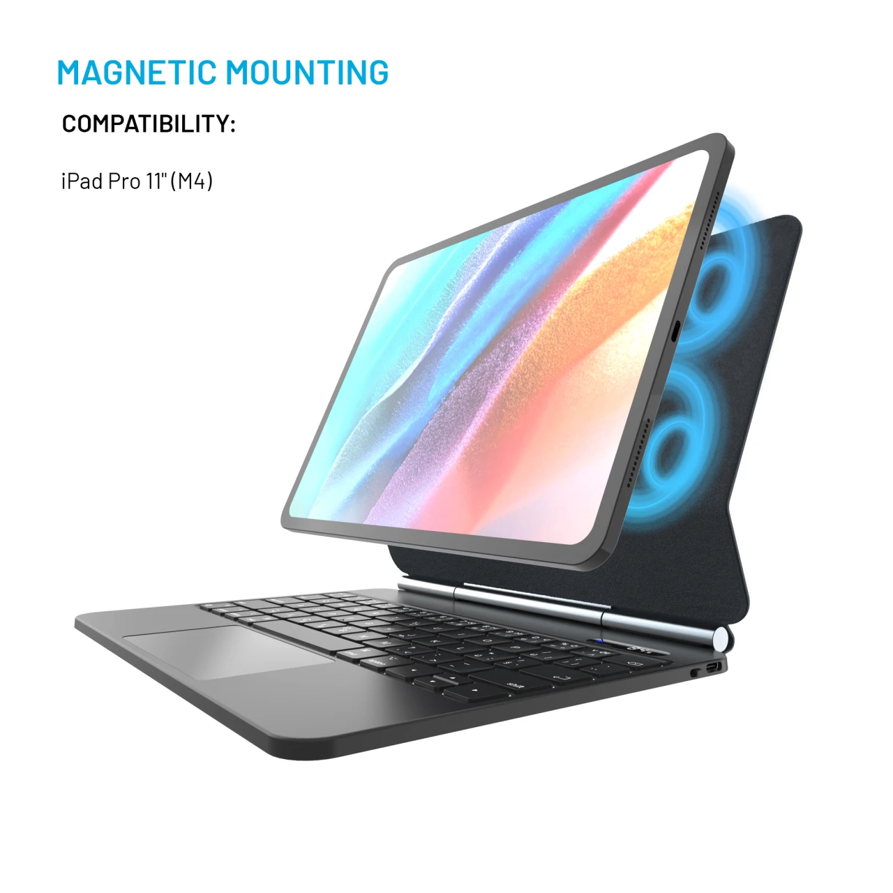 Pouzdro s bezdrátovou klávesnicí FIXED Typee pro Apple iPad Pro 11" M4 2024/M5 2025, CZ, černá