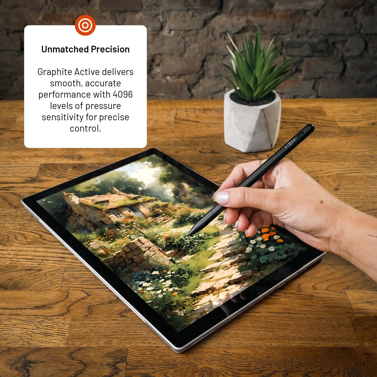 Dotykové pero FIXED Graphite Active MPP 2.0 pro Surface s magnety, černá