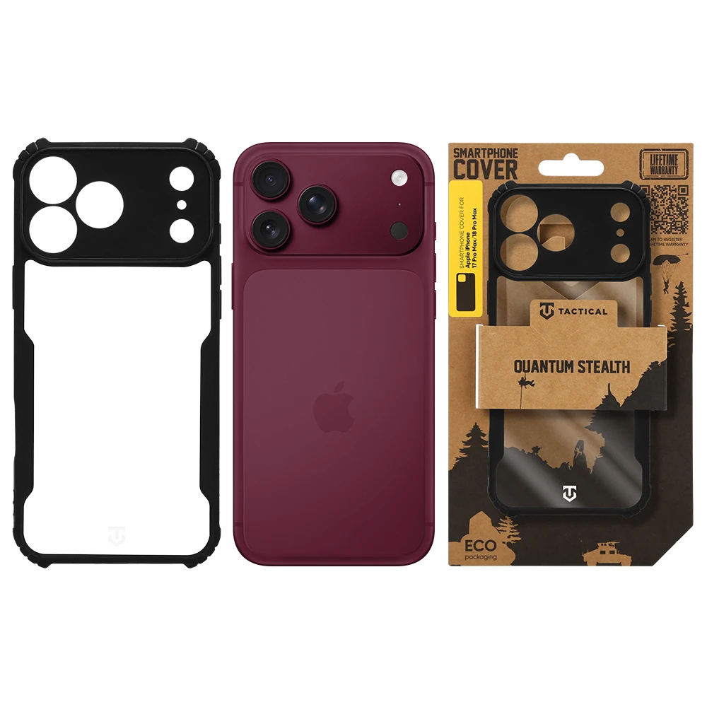Tactical Quantum Stealth Kryt pro Apple iPhone 18 Pro Max/17 Pro Max Clear/Black