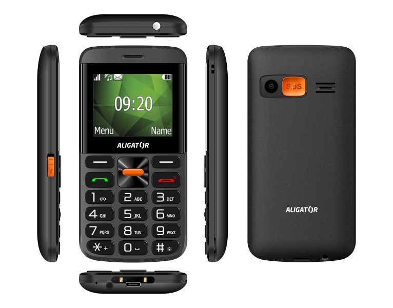 Aligator A910 4G Senior černá + nabíjecí stojánek