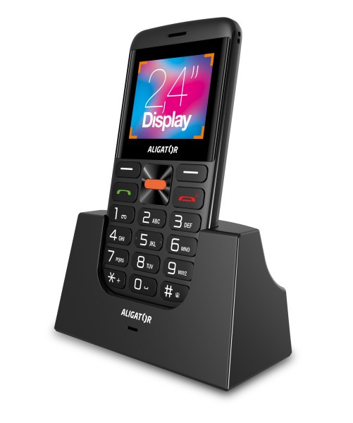 Aligator A910 4G Senior černá + nabíjecí stojánek