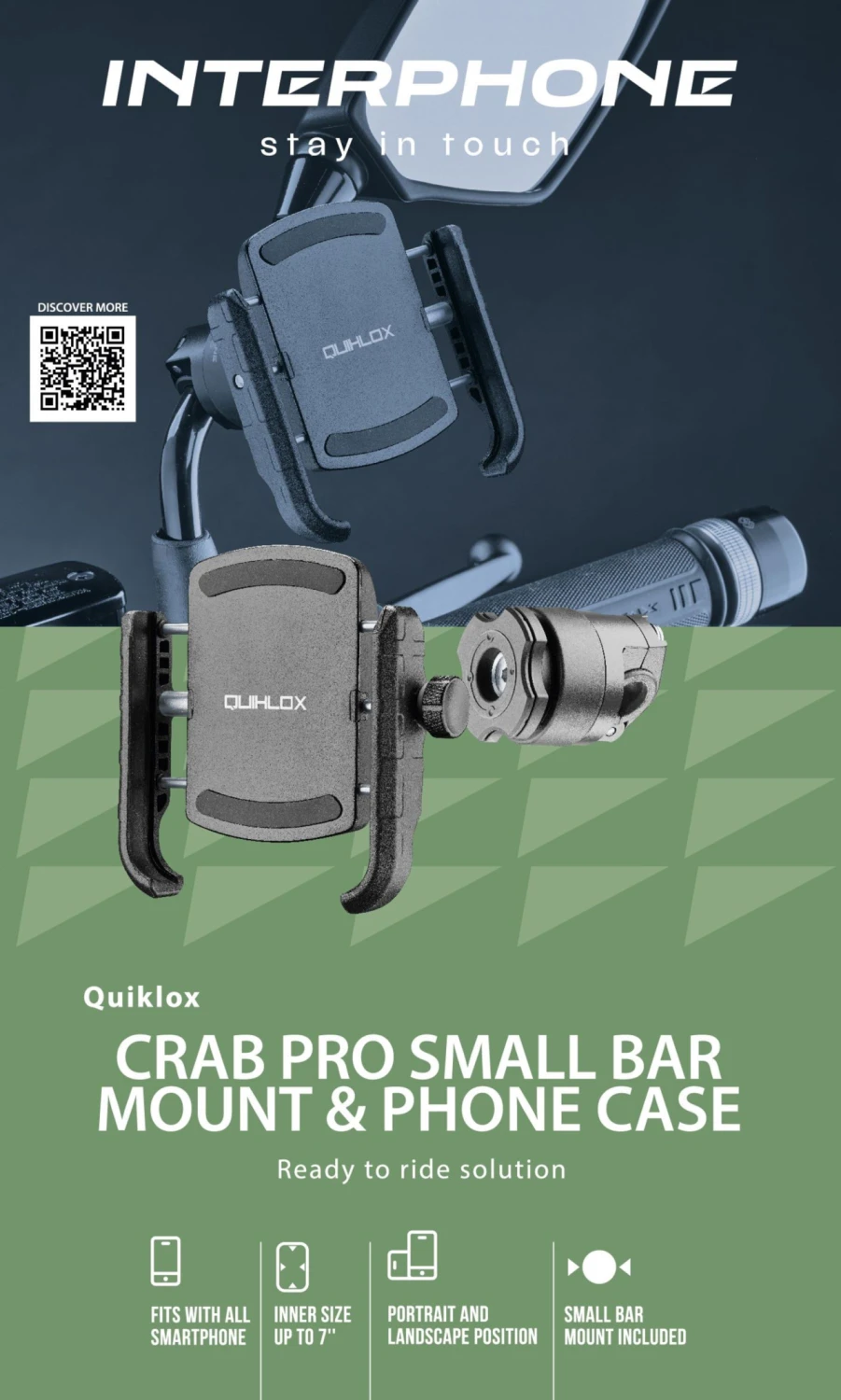 InterphoneCrab Pro SB Quiklox - Univerzální držák telefonu na zrcátko